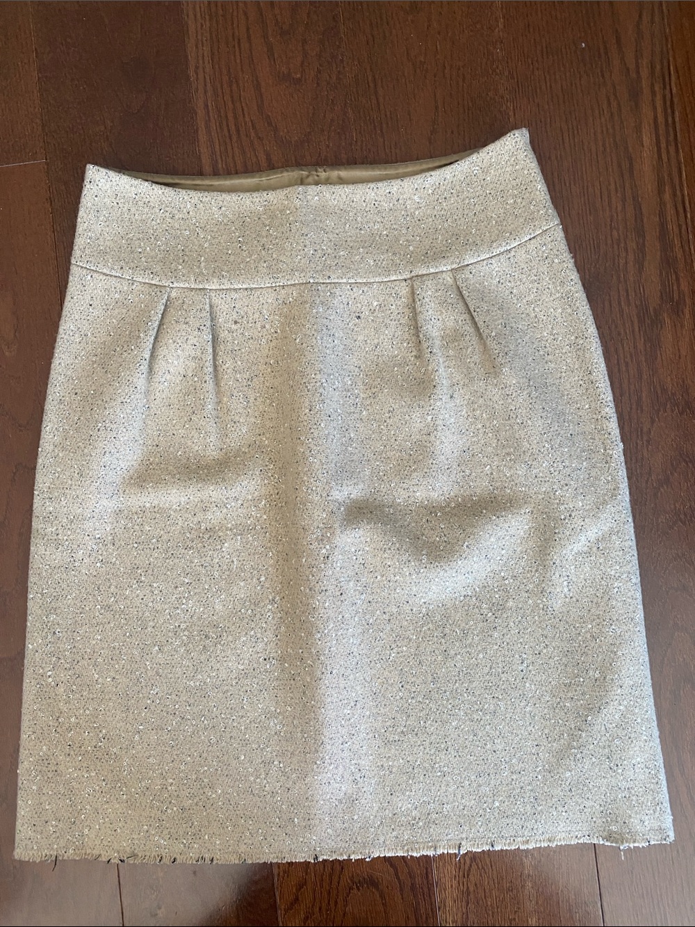 Alberta Ferretti Shimmery Cream Wool Blend Skirt